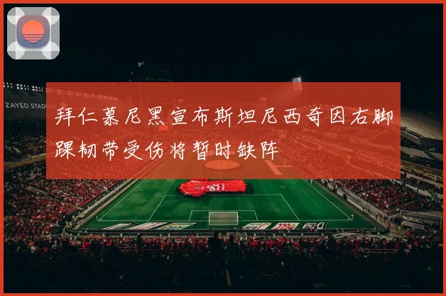 拜仁慕尼黑宣布斯坦尼西奇因右脚踝韧带受伤将暂时缺阵